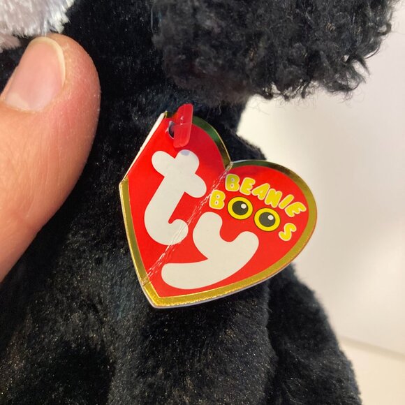 Ty Beanie Boos Tracey Dog Black White 6" Stuffed Plush Toy 2017 Blue Eyes W Tag - Picture 9 of 10